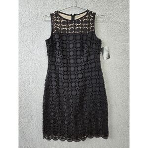 NWT Lauren Ralph Lauren Size 8 Womens Black Lace Overlay Sheath Cocktail Dress